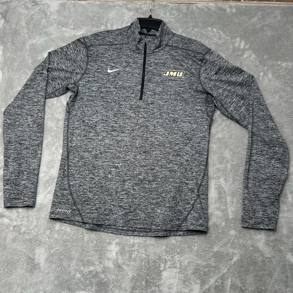 James Madison Dukes Quarter Zip Size Medium Grey Dri-Fit Golf Shirt Performance
